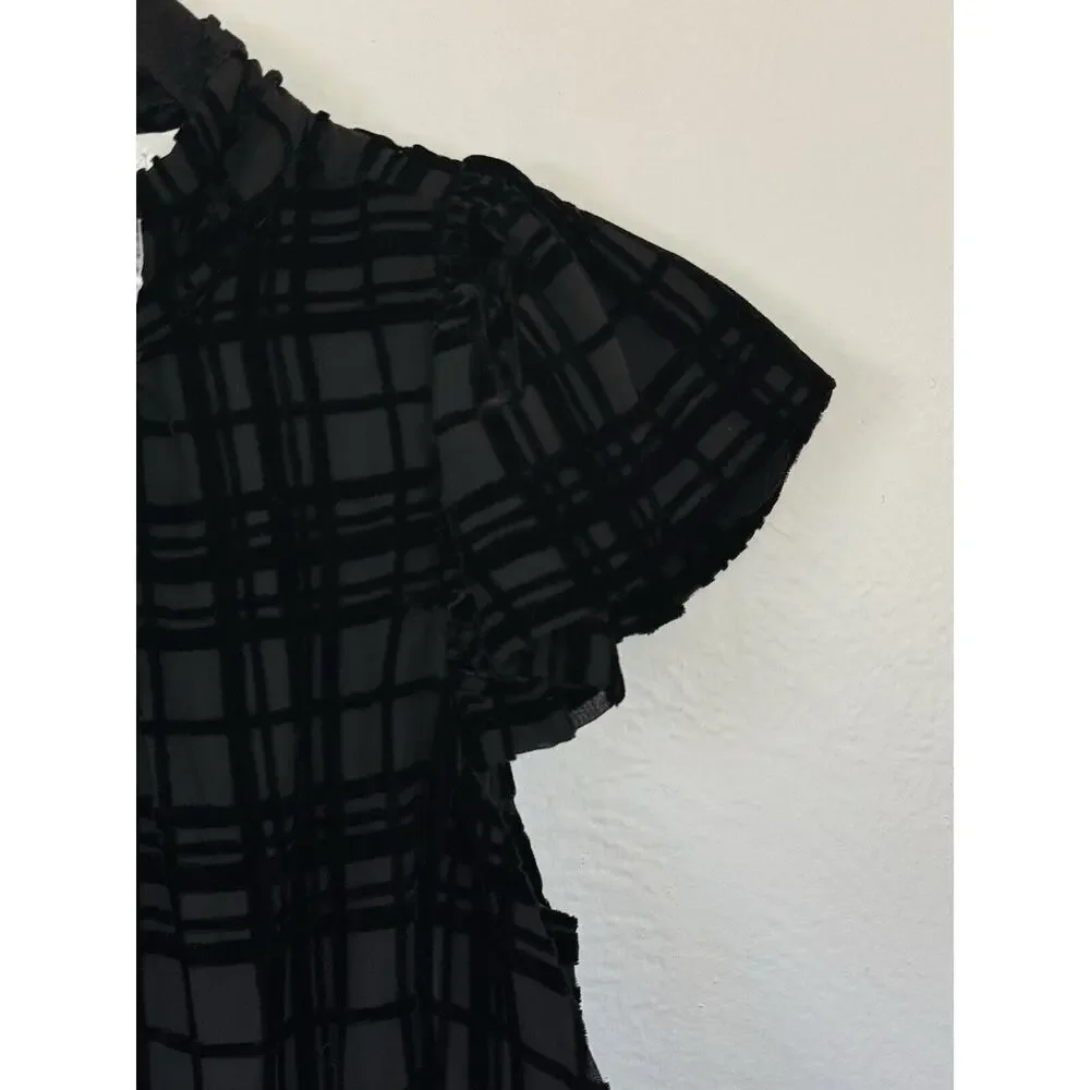 NEW Anthropologie Corey Lynn‎ Calter Mini Dress Holiday Plaid Black Ruffle Sz XS